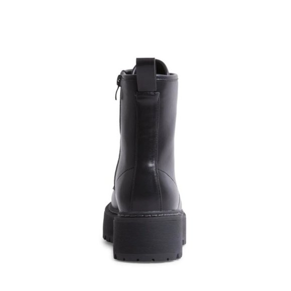 STEVE MADDEN BETTYY BLACK COMBAT BOOTS - Picture 4 of 5